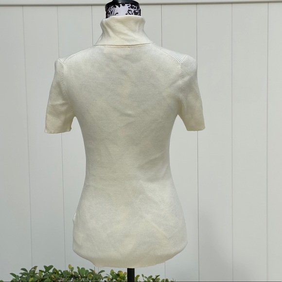 Michael Kors Turtleneck Short Sleeve Sweater Bone Size L JF96G52CFN - Picture 8 of 14